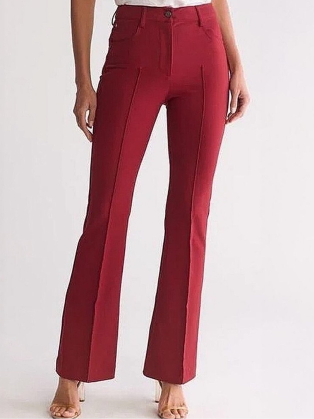Reiss Burgundy Boot-Cut Flare Pants